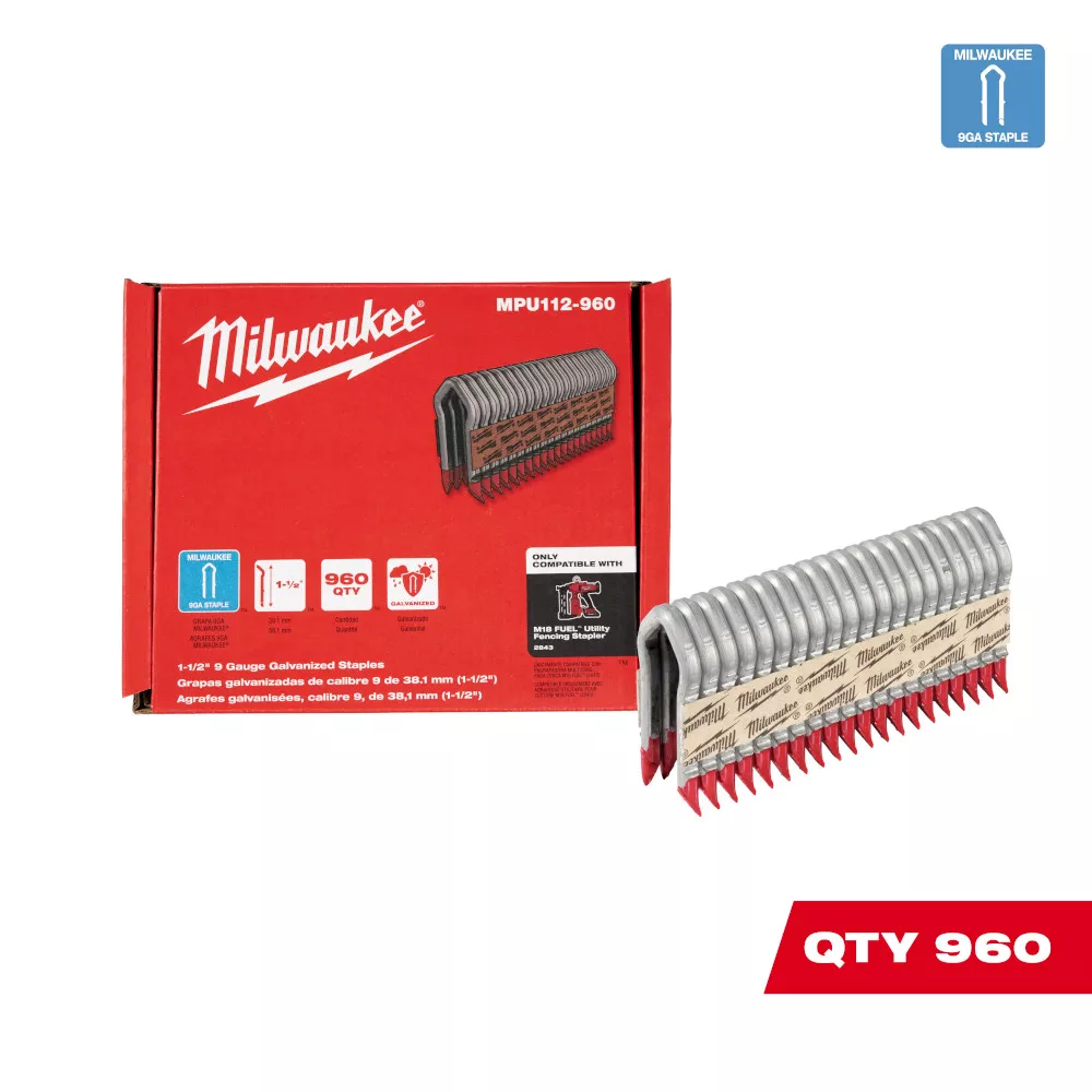 Milwaukee MPU112-960 1.5" 9ga Galvanized Staples (Box of 960)