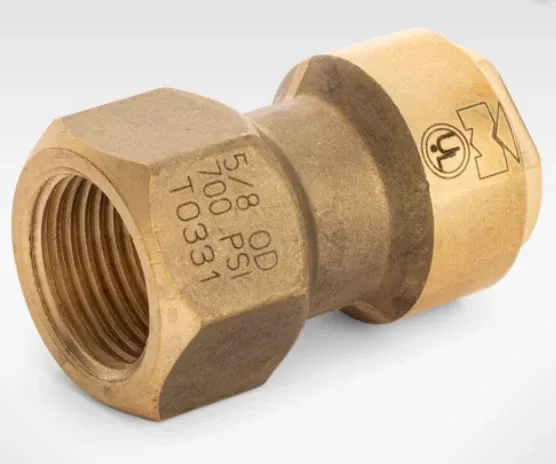 Mueller Streamline ACP15727 1/2" O.D. Refrigerant Brass Push Fitting Flare Adapter (Push x Flare)