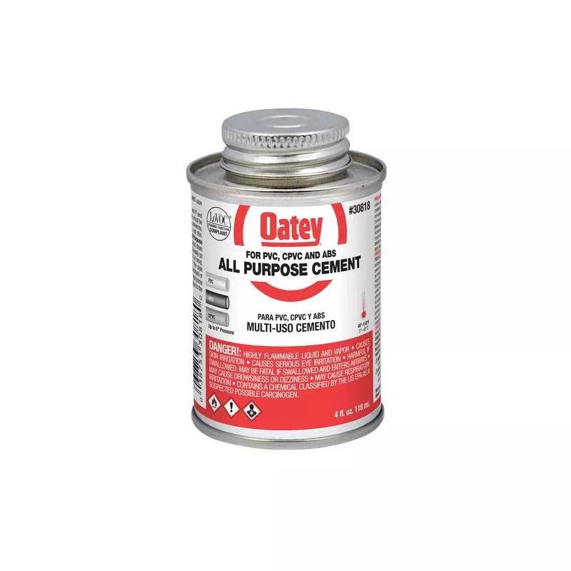 Oatey 30818 All-Purpose ABS, PVC and CPVC Clear Cement, 4 oz.