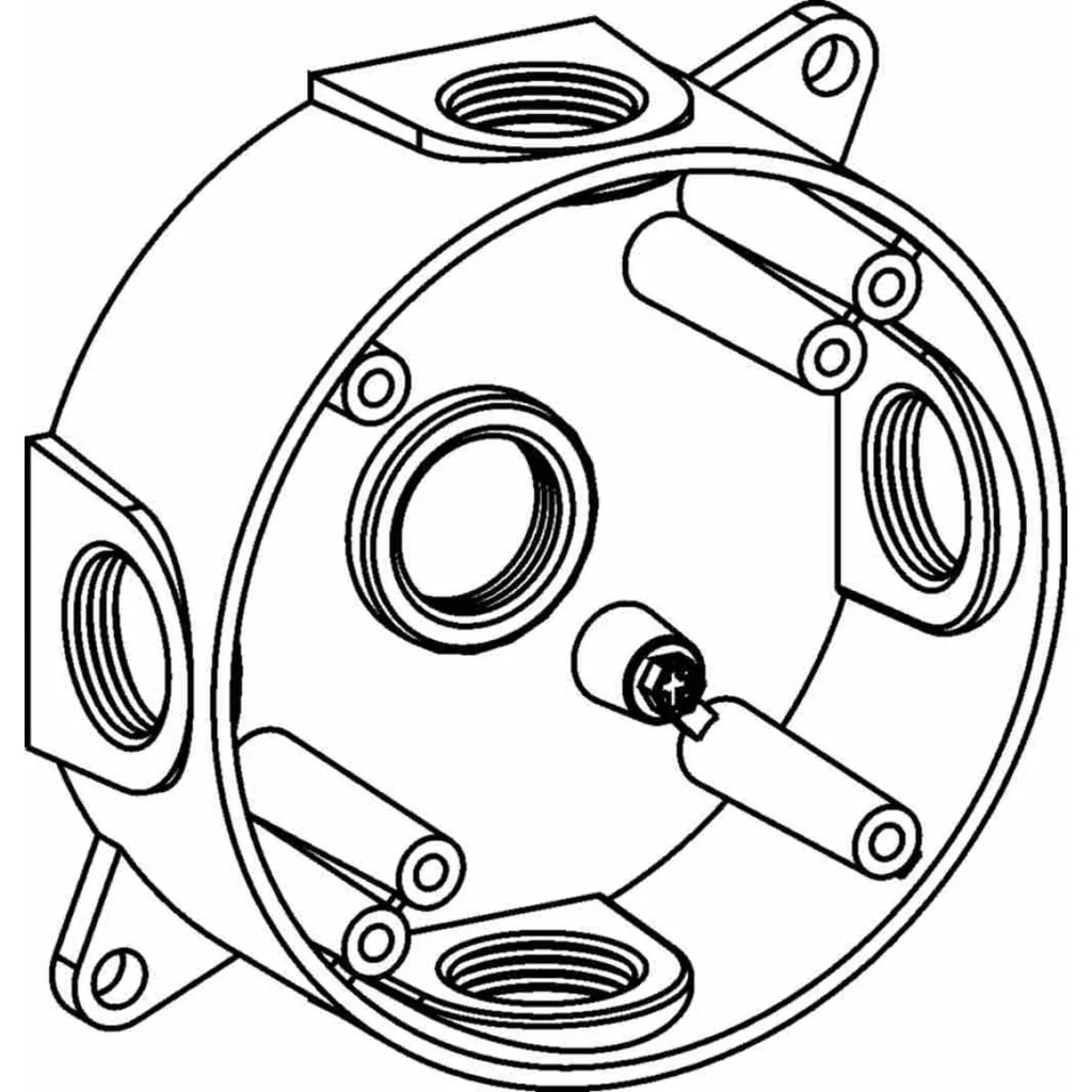 Orbit RB50-5 4" Weatherproof Round Box, (5) 1/2" Hubs, 1-1/2" Deep - Gray