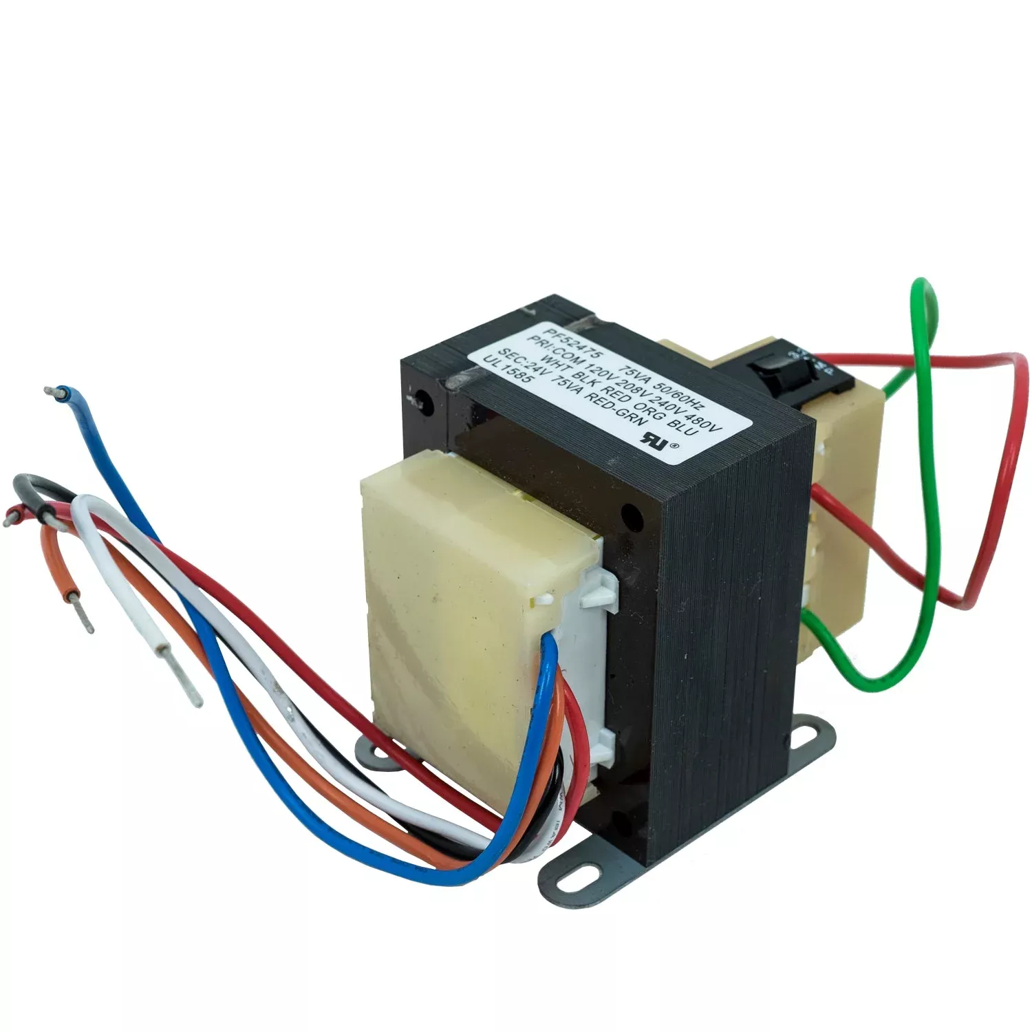 Packard PF52475 Class II Foot Mount Transformer Primary 120/208/240/480V Secondary 24 Volts VA Rating 75VA