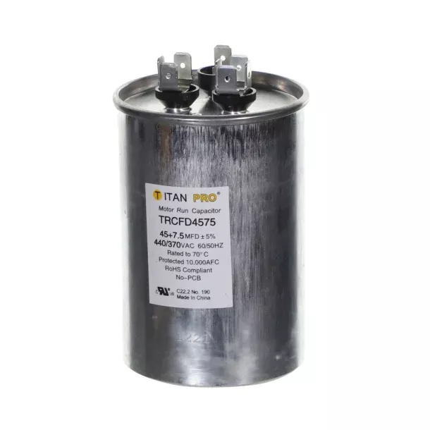 Packard TRCFD4575 Titan PRO Run Capacitor 45+7.5 MFD 440/370V Round Motor Run Capacitor
