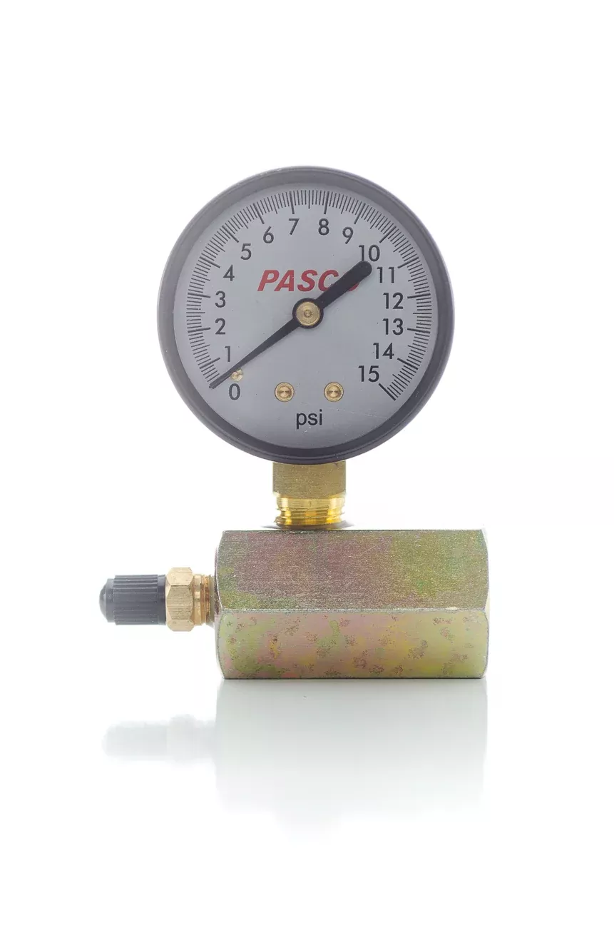 Pasco 1726-10G 15 lb. Air Test Gauge Assembly, 1/10 PSI Increments