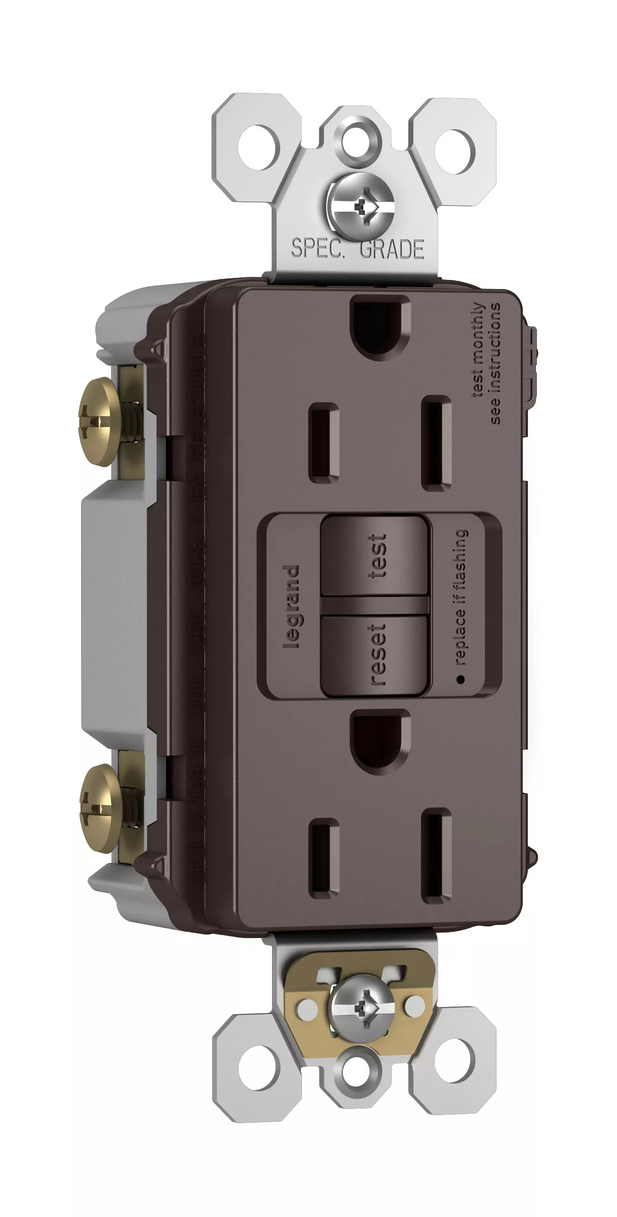 Pass & Seymour 1597-TR 15A 125V Self-Test Tamper-Resistant GFCI, Brown