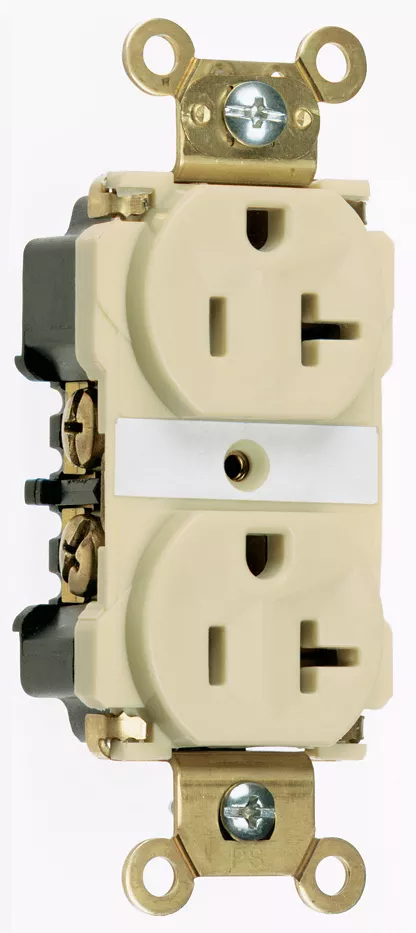 Pass & Seymour 5362-AI Industrial Extra Heavy-Duty Spec Grade Duplex Receptacle, Back & Side Wire, 20A 125V - Ivory