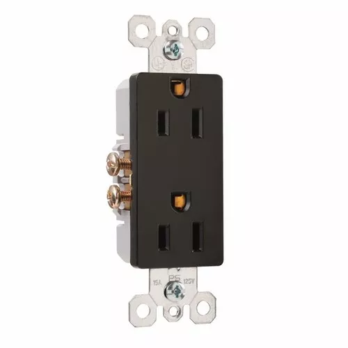 Pass & Seymour 885-BK Decorator Duplex Receptacle, 15Amp 125Volt Side & Speedwire, Black