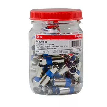 Pass & Seymour AC3008-50 Compression-Style Male F-Type Connector, 50-pack