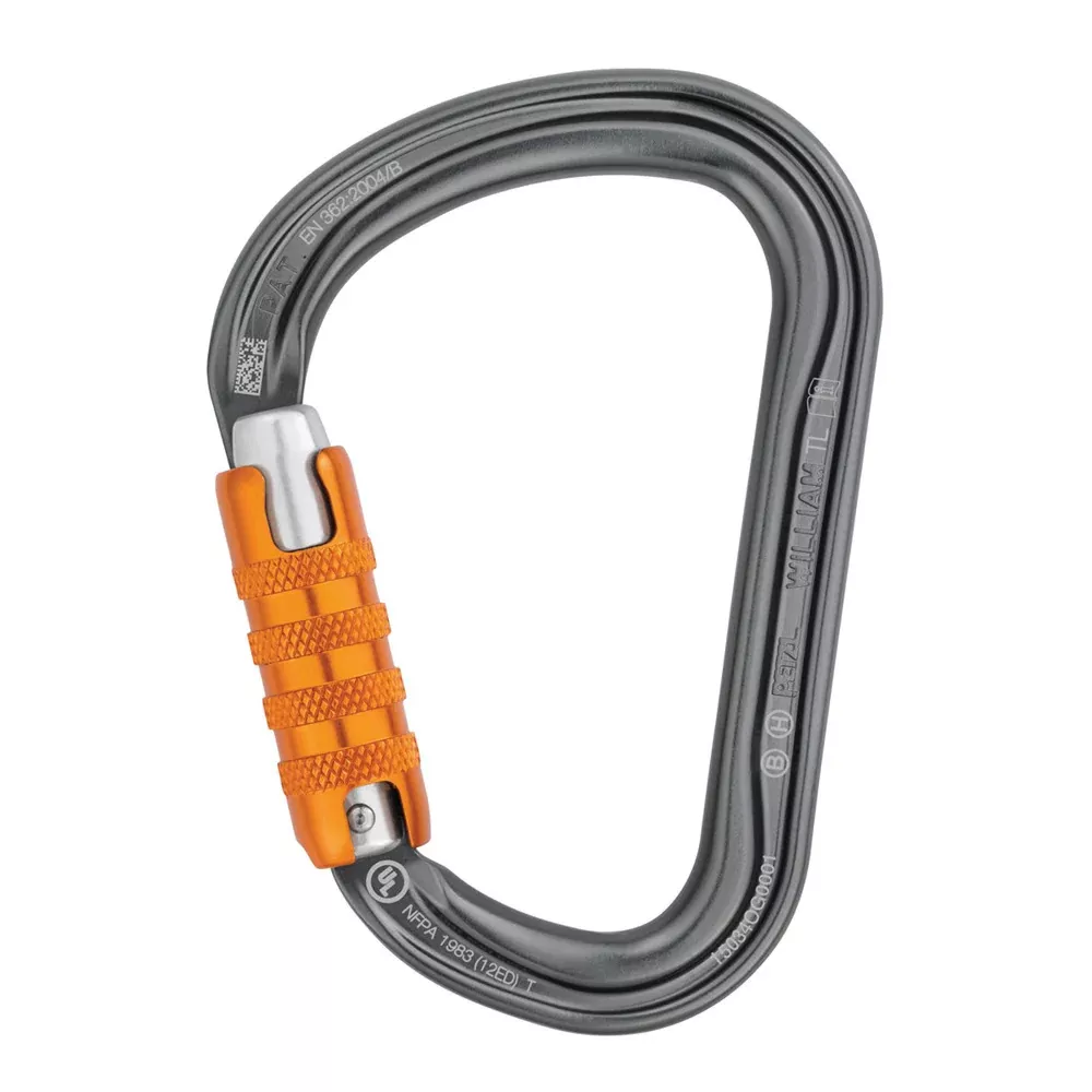 Petzl WILLIAM Lightweight Asymmetrical Carabiner with TRIACT-LOCK Gray