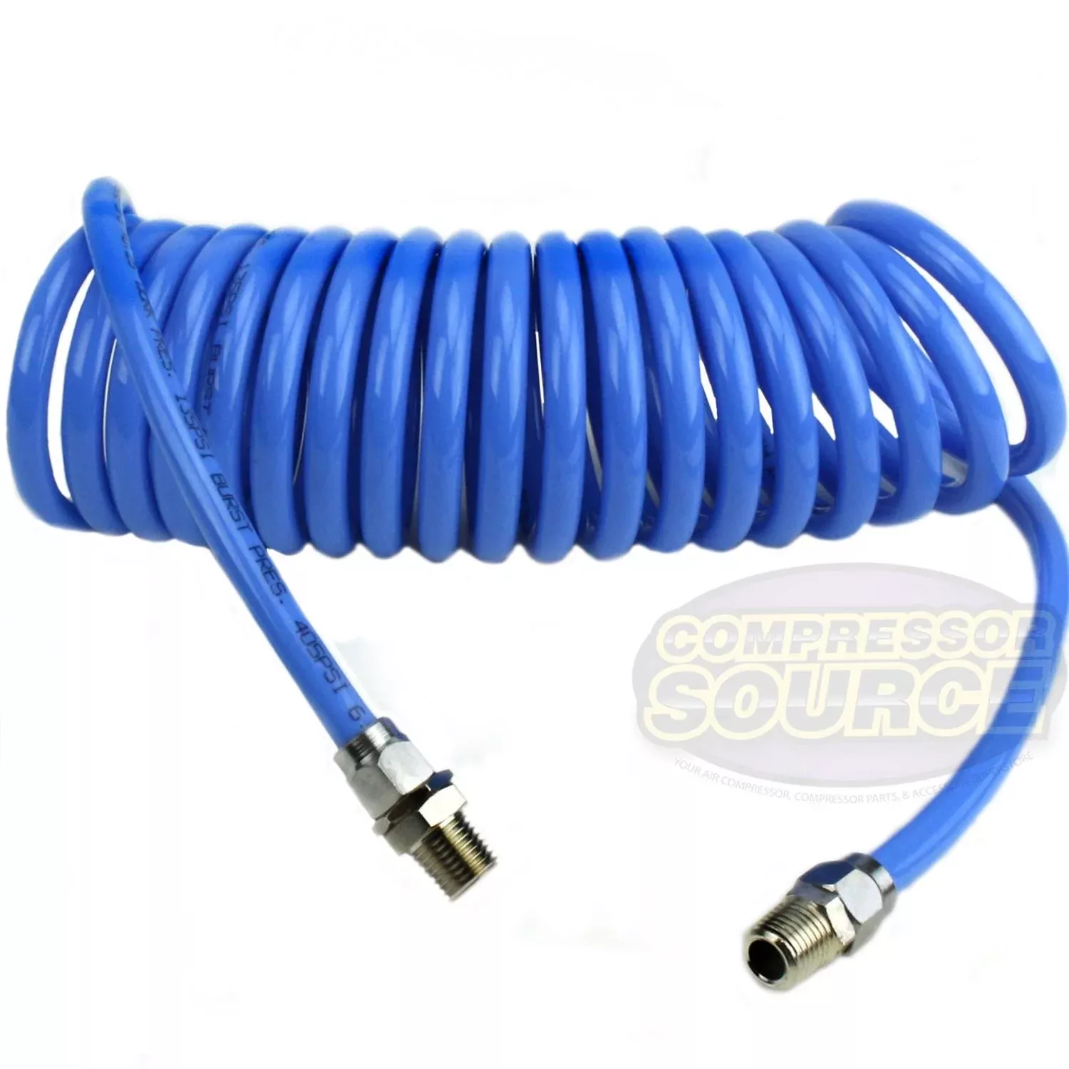 Premium 1/4" x 15' Air Compressor Coil Hose Coiled Polyurethane With S