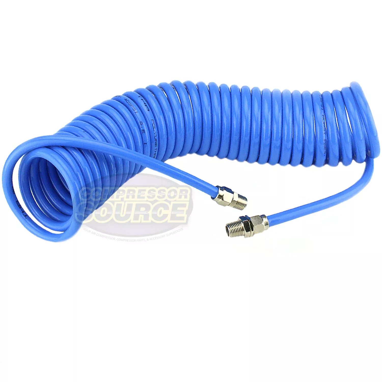 Premium 1/4" x 25' Air Compressor Coil Hose Spiral Polyurethane With S