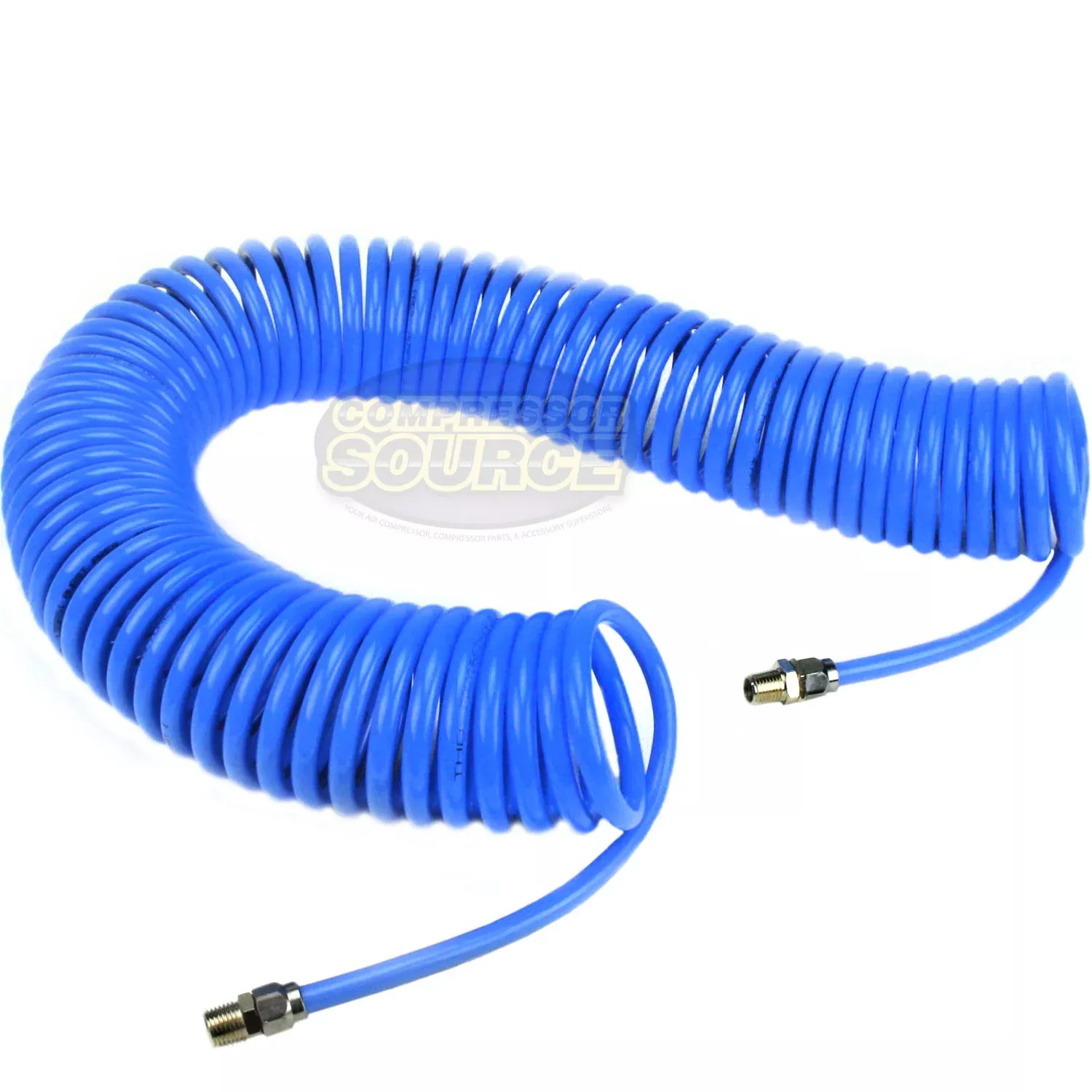 Premium 1/4" x 50' Air Compressor Coil Hose Spiral Polyurethane With S