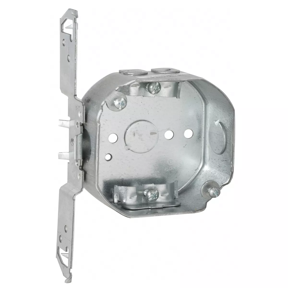 Raco 164 4" Octagon Box, Drawn, 1-1/2" Deep, Two 1/2" KO's & NMSC Clamps, TS Bracket