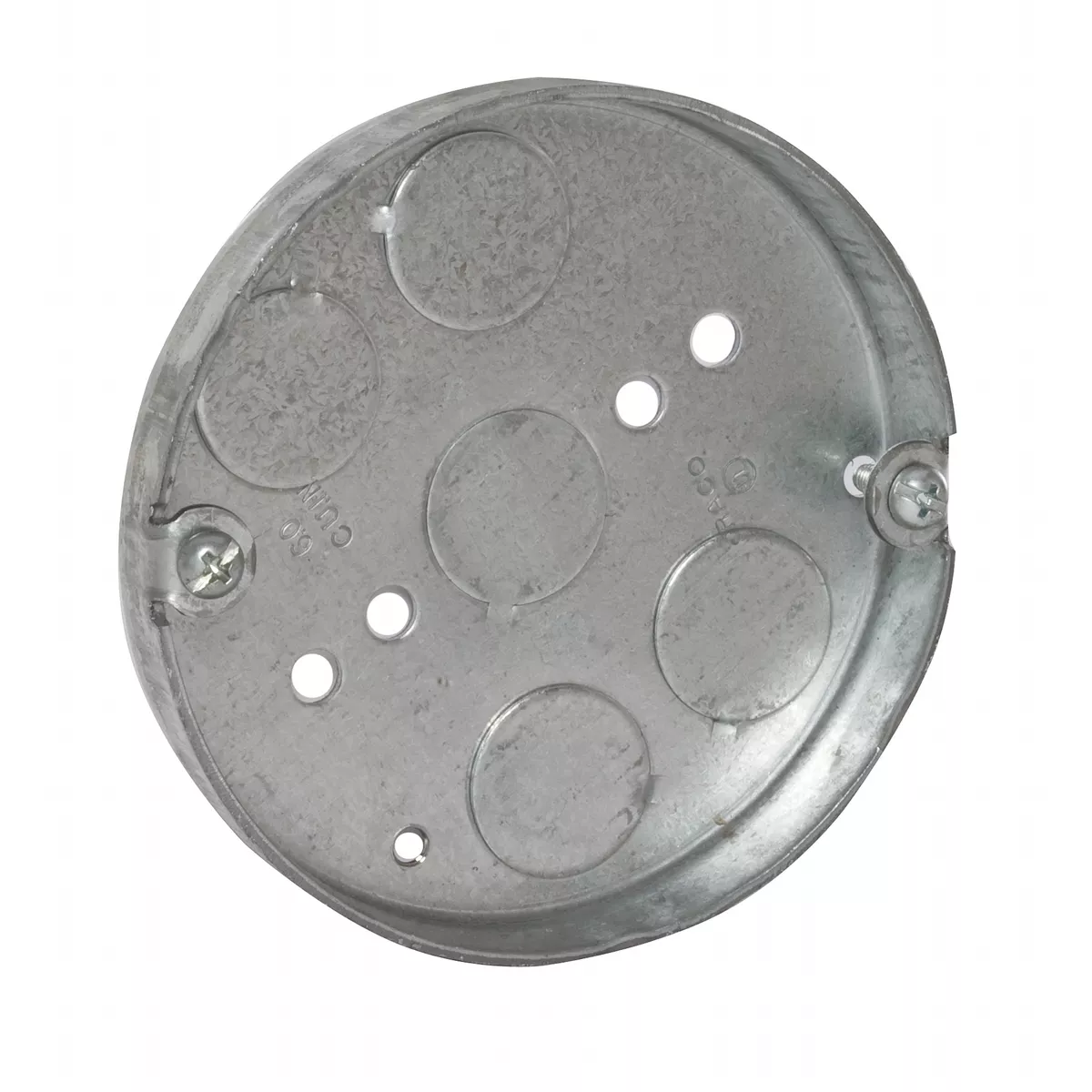 Raco 293 4" Steel Round Ceiling Pan, 1/2" Deep, 1/2" Bottom Knockouts