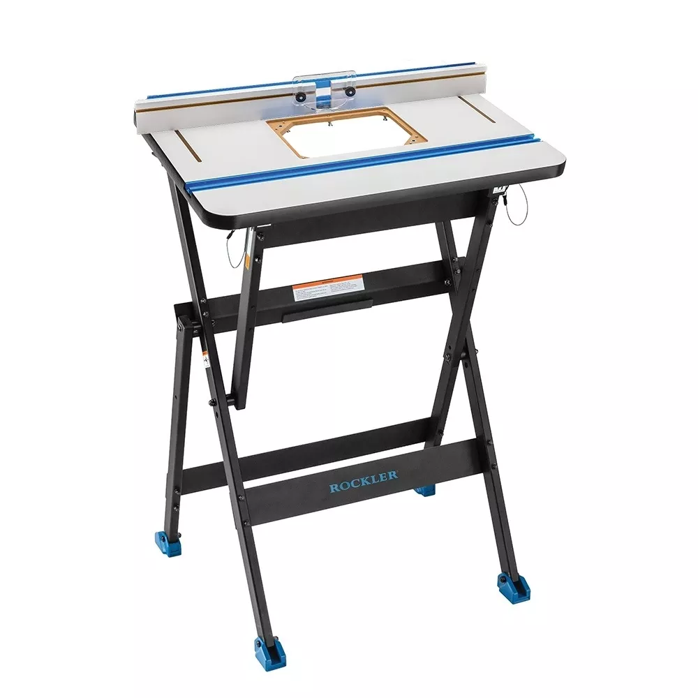 Rockler HPL Router Table with Fence and Rock Steady Folding Stand Value Pack