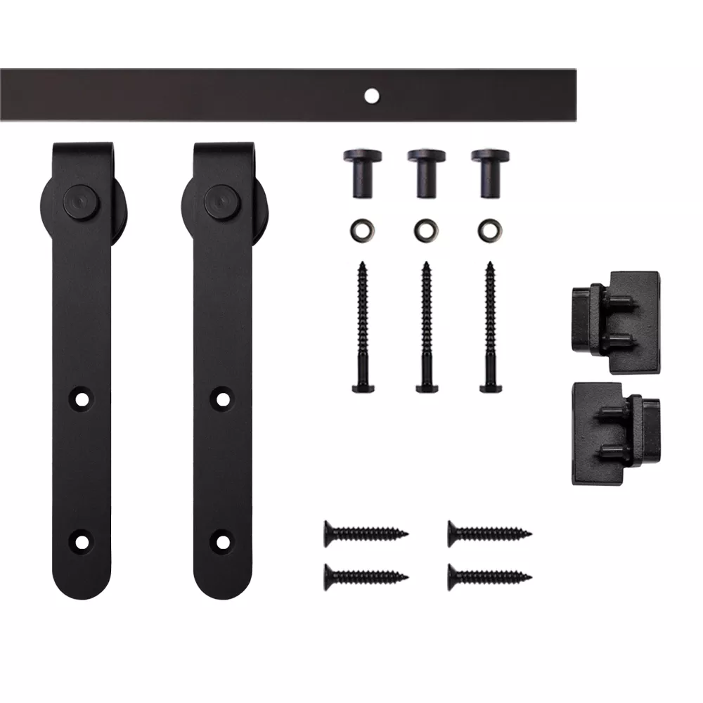 Rounded Stick Mini Rolling Door Hardware Kit for Furniture, Black
