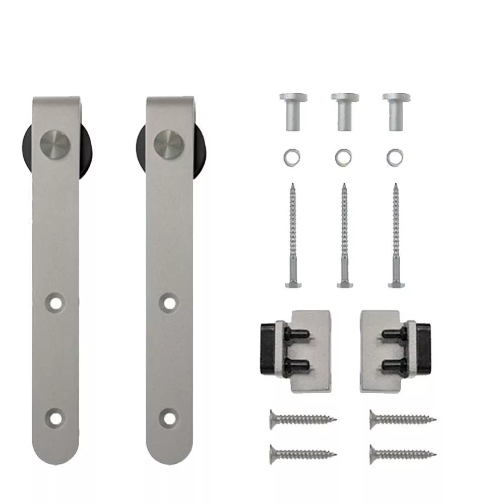 Rounded Stick Mini Rolling Door Hardware Kit for Furniture, Satin Nickel
