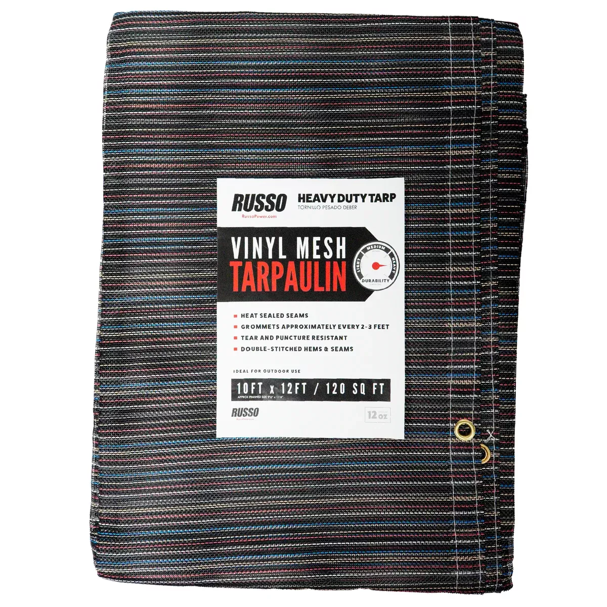 Russo 10X12 Multi-Colored Vinyl Coated Mesh Tarp