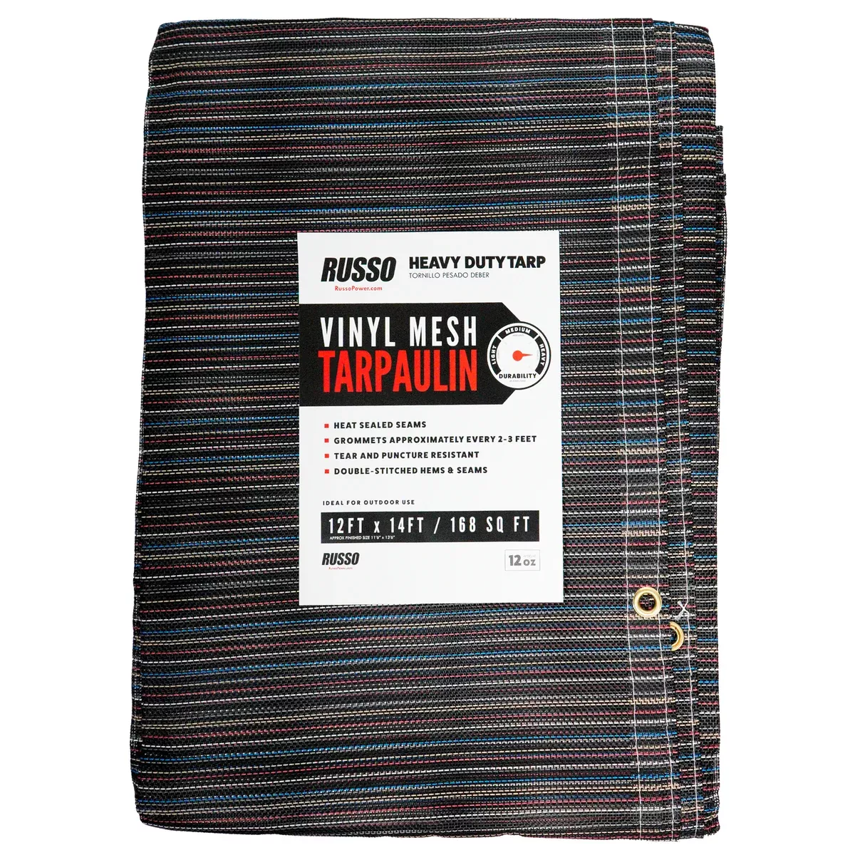 Russo 12X14 Heavy Duty Vinyl Coated Mesh Tarp