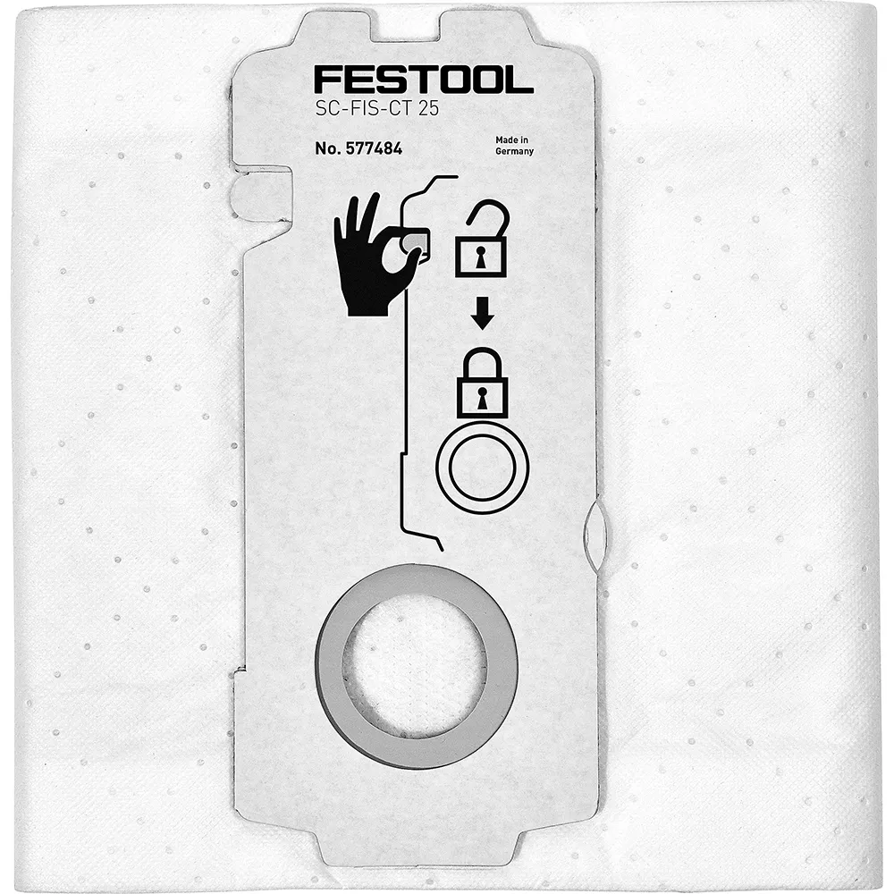 Self-Cleaning Filter Bags for Festool CT 25, 5-Pack (577484)