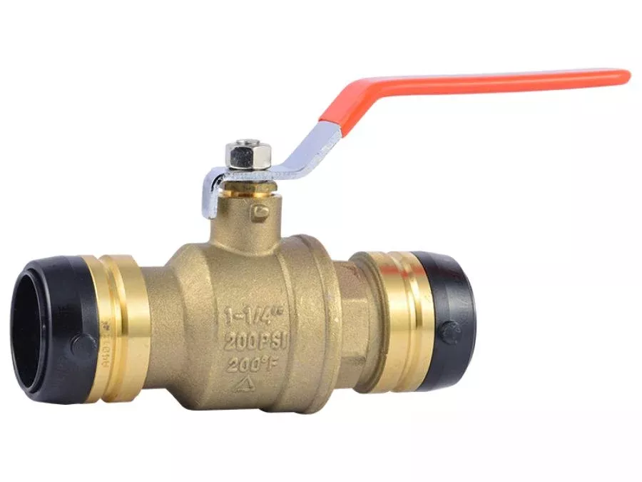 SharkBite UXLBV35 1-1/4" x 1-1/4" Brass Push Ball Valve