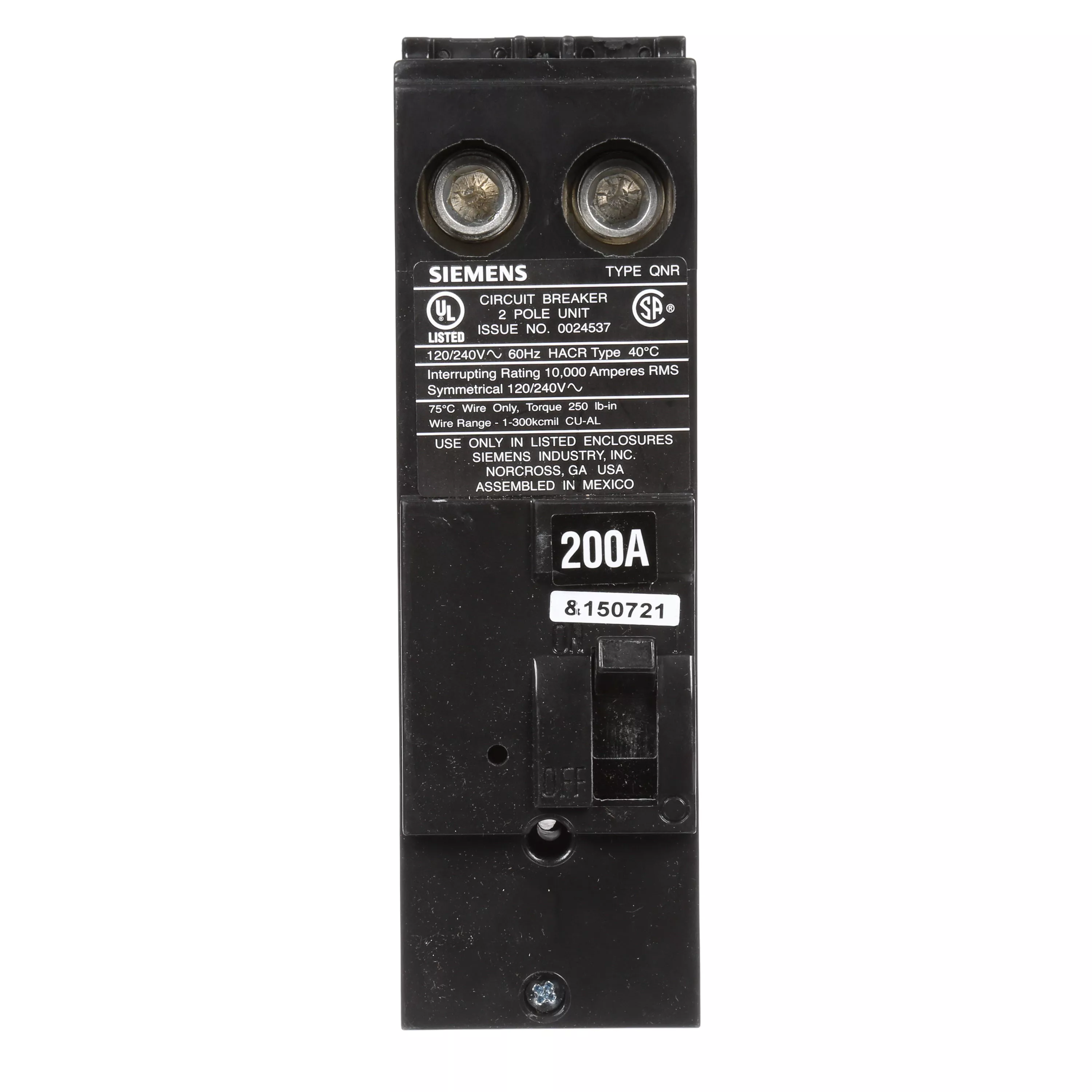 Siemens Ca QN2200R QN Breaker,2P,12