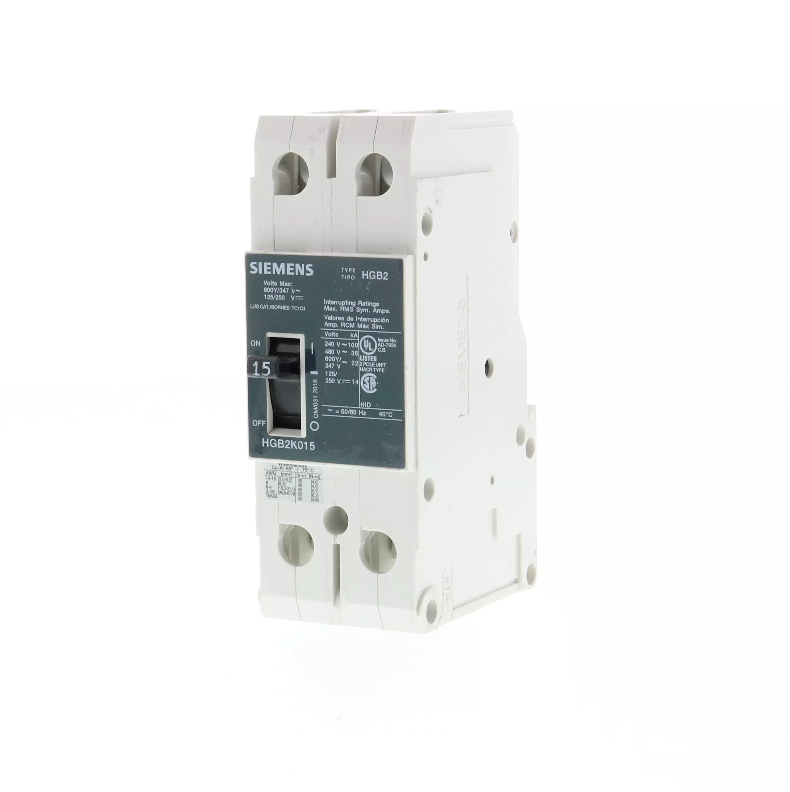 Siemens HGB2K020B HGB2 MCCB, 600