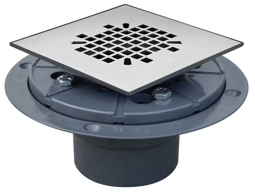 Sioux Chief 821-270PQ 2" PVC Snap-In Shower Pan Drain, 4-3/8" Square Strainer