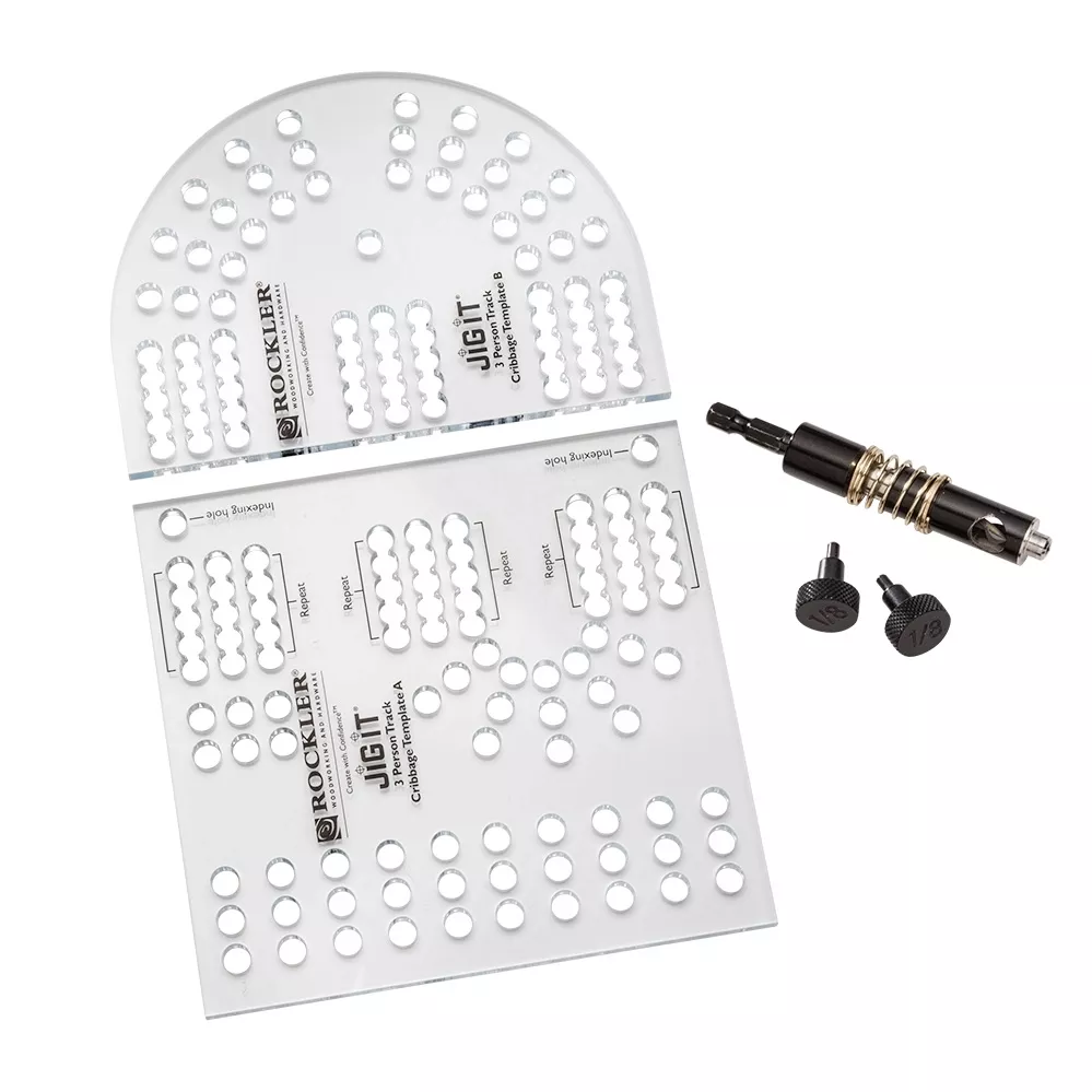 Small Cribbage Board Templates, 3-Player, Curved Track