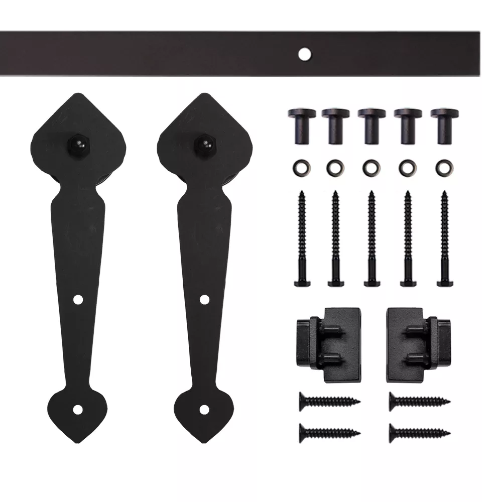 Spade Mini Rolling Door Hardware Kit for Furniture, Black