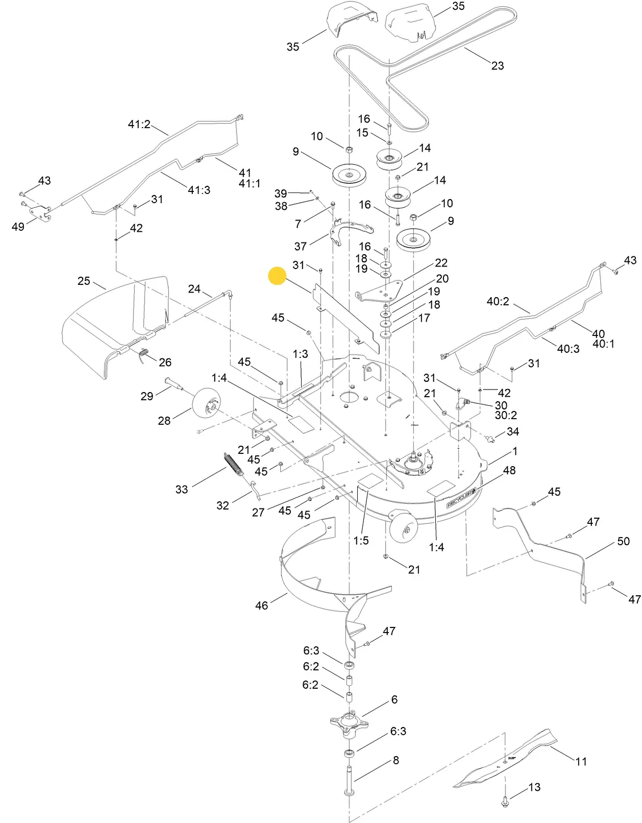 Toro OEM 137-2039-03 Front Debris/Safety Shield Fits Select Toro 42" Timecutter Standard and MyRide Models (Models with Stamped and Fabricated Mower Decks).