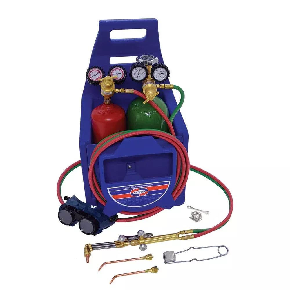 Uniweld KLC100PT Centurion Oxyacetylene Basic Welding/Braze + Cutting Outfit w/ 511 Plastic Carrying Stand & Tanks
