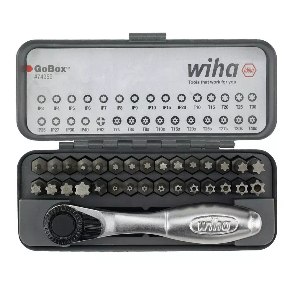 Wiha Tools 74959 32 Piece GoBox Master Torx Bit Set with Mini Ratchet