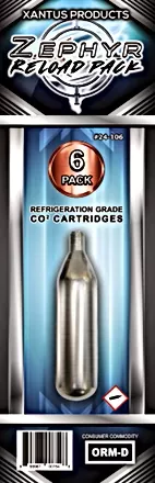 Xantus Products 24-106 Zephyr Reload Pack- Refrigeration Grade CO2 Cartridges (6 pack)