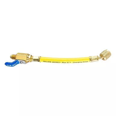 Yellow Jacket 25002 1/4" Yellow FlexFlow Ball Valve Adapter Hose 9" Length