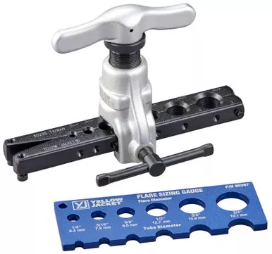 Yellow Jacket 60295 Eccentric Cone Flare Tool for 3/16" to 3/4" O.D. with Flare Sizing Gauge 60297