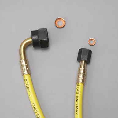 Yellow Jacket 78724 High Temperature Pressure Control Hose 1/4" Straight x 90 Degree - 24" Length